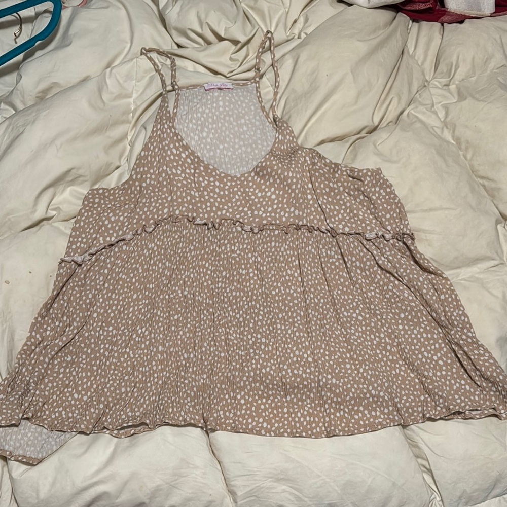 Women's Tan Spotted Top